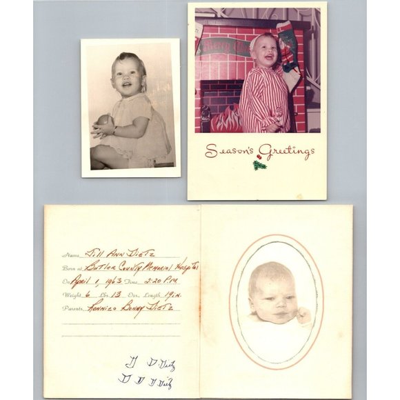 Vintage 1960s Baby Announcement Photo Christmas Card Butler PA Lot of 3 - Picture 1 of 5